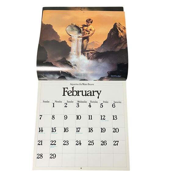 1988 Boris Vallejo Fantasy Zodiac Calendar same dates again in leap year 2044 - Picture 3 of 15